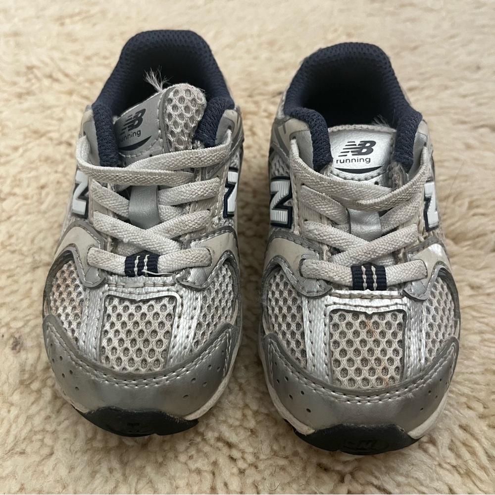 New Balance Kids' Silver and Navy Sneakers